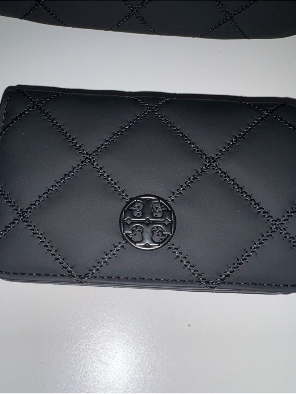 Tory Burch Black Quilted Logo Wallet